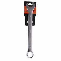 Ключ комбинированный 19мм (Chrome vanadium) на держателе сатинированный ЭВРИКА 1/10